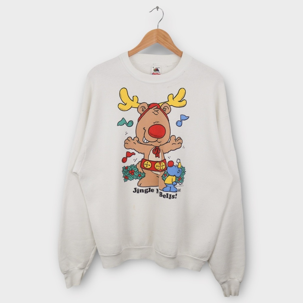 Vintage Christmas Sweatshirt Men’s Size XL‎ Holiday Jingle My Bells Reindeer